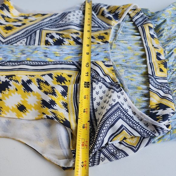 Zara Basic Blue Yellow Cut Out Maxi Dress Outdoors Beach Sleveless Print Sz M - Picture 11 of 13